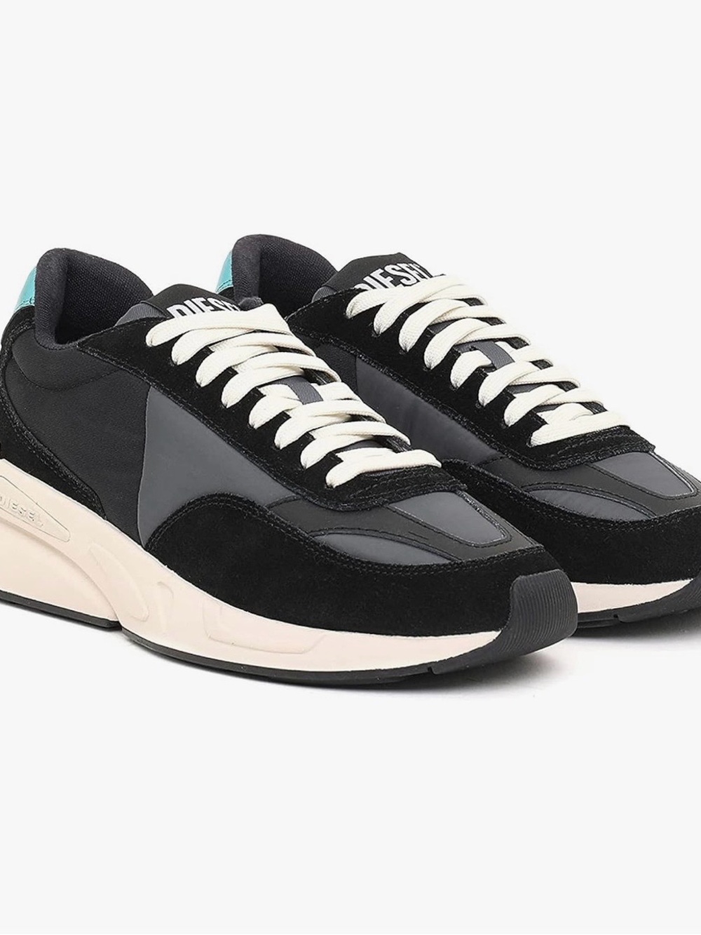 Diesel women’s  Black and Gray Low-Top Sneakers with Cream Soles